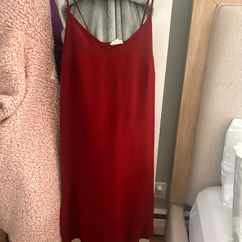 See You Monday Burgundy Slip Dress with Spaghetti Straps